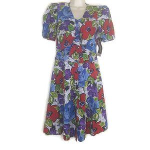 Vintage 80's Fame Floral Fit and Flare Dress with Bolero Jacke